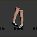 Fashionable Black Shoes Display With Pink Leg Models And Multiple Pairs Arrangement