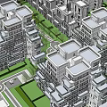 Urban City Planning Layout Aerial View With Residential Buildings And Green Areas