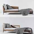 Stylish Modern Chaise Lounge With Checkered Pillows And Plaid Blanket