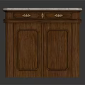 Stylish Wooden Entryway Console Cabinet With Marble Top And Golden Handles