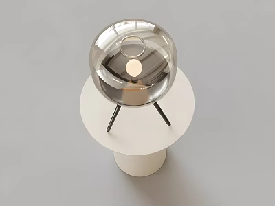 Modern Table Lamp With Transparent Glass Shade And Metal Stand On White Base 3d model