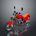 Red Vintage Motorcycle With Brown Seat Chrome Details And Rearview Mirrors