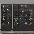 Modern Grey Display Cabinets With Built In Lighting Multiple Compartments And Drawers For Action Figures