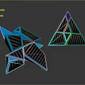Commercial Equipment Geometric Shapes With Blue Frames And Black Carbon Fiber Texture Structured Design
