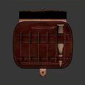Red Leather Ammunition Case with Cartridge Slots and Brass Bullet Storage
