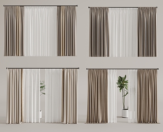 modern curtain transparent gauze curtain cloth curtain 3d model