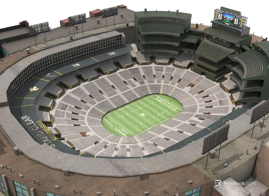Professional Sports Stadium Equipment Including Seats Lighting Systems Scoreboards And Turf 3d model 