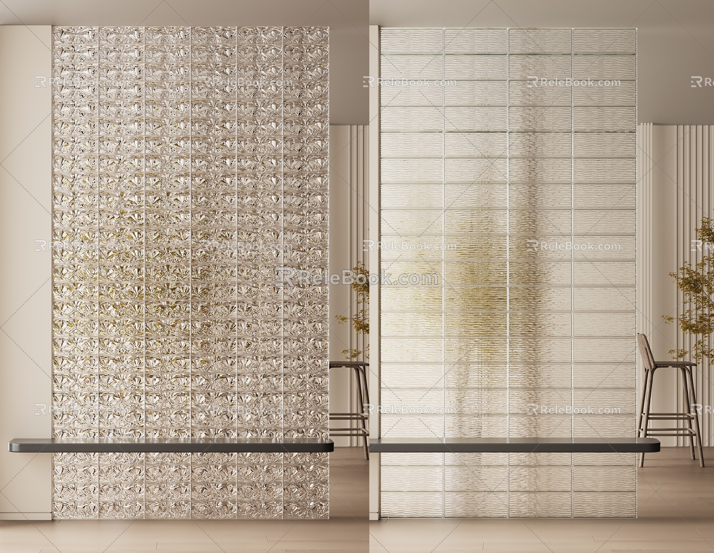 Glass brick partition 3d model