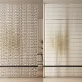 Modern Interior Glass Partitions Featuring Textured And Smooth Glass With Plants And Stools