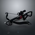 Powerful Crossbow With Red Accents And Mounted Tactical Flashlight 3d model