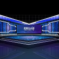 Modern Tech Stage Design With LED Screens And Infinity Theme Lighting 3d model