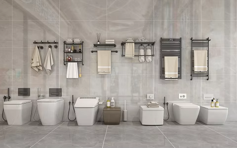 Modern Toilet Towel Rack Bathroom Supplies 3d model