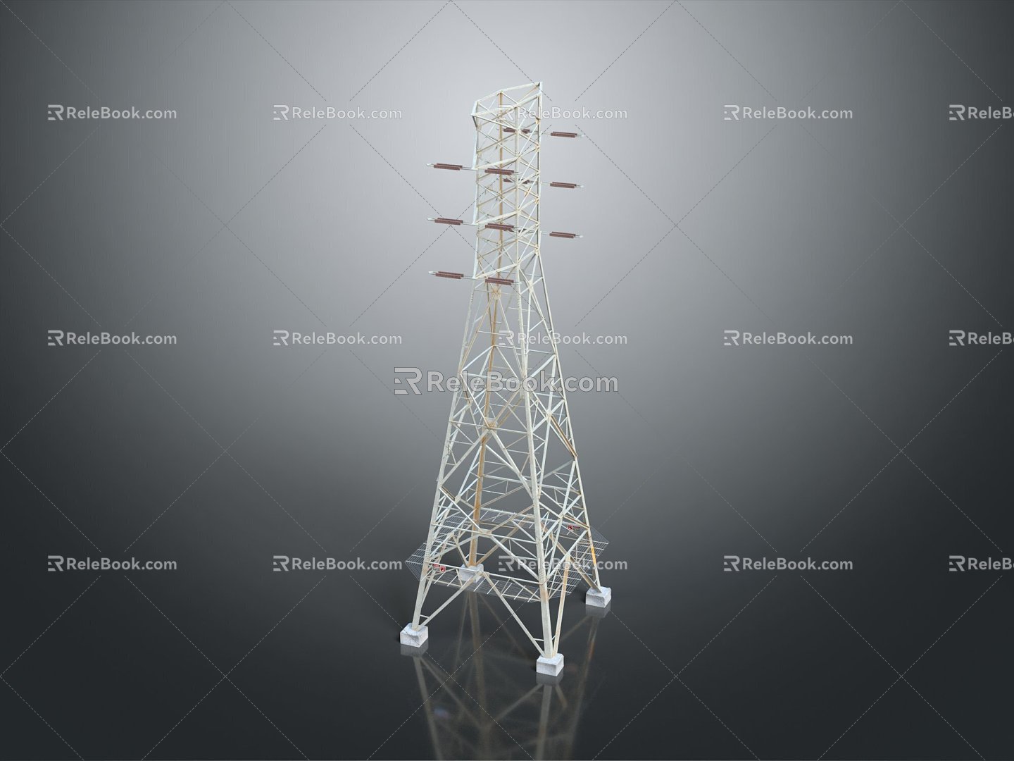 Modern pole power transmission equipment pole street lamp 3d model