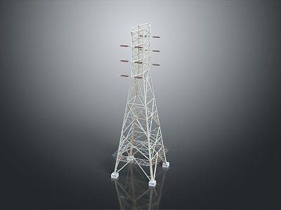 Modern pole power transmission equipment pole street lamp 3d model