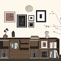 Middle Ancient Retro Bookcase Low Bookcase Finished Bookcase Combination Living Room Study Open Bookcase 3d model