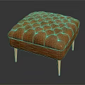 Orange Tufted Ottoman With Stylish Wooden Legs Modern Living Room Decor