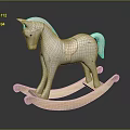 Gray Rocking Horse Toy Crafted with Wooden Building Blocks for Kids Playtime Fun
