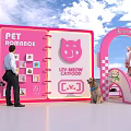 Pink Pet Themed Photo Check in Spot with Cartoon Cat and Arch Structure