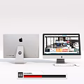Apple iMac Silver Computer With Thunderbolt Port And Display Screen Showing Web Content Mouse Trackpad