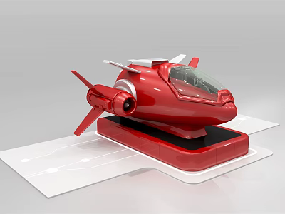 Red Commercial Equipment Model With Streamlined Design And White Display Base 3d model