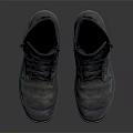 Dark Gray Lace Up Boots With Blue Logo And Brown Rubber Sole Design