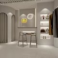 Modern Clothing Store Interior With Arched Doorways Clothes Racks Bar Counter And Display Shelves