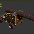Vintage Antique Cannon With Metal Barrel And Wooden Carriage On Wheels