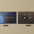 Two Wall Mounted Televisions Displaying Chromatic Digital Content And Interface 3d model