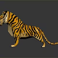 Low Poly Tiger 3D Model With Yellow Black Stripes And Green Eyes 3d model