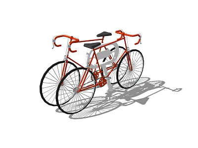 Two Red Bicycles Parked Side by Side With Black Seats and Handlebars Against White Background 3d model