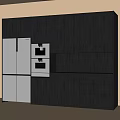Modern Kitchen Sideboard With Dark Wood Cabinets And Stainless Steel Appliances