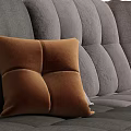 Modern Gray Sectional Sofa with Soft Cushions Decorative Pillows and Ottoman 3d model