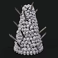 Skull Tower Structure Piled With Stacked Skulls And Wooden Sticks Around