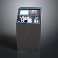 Black Industrial Control Console With Display Screen Control Buttons And Knob