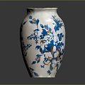 White Ceramic Vase Decorated With Blue And Orange Floral Patterns For Home Decor