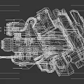 Cosmic Spaceship Design With Sci Fi Mechanical Structure And Glowing Elements