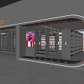 Modern Retail Boutique Store With Glass Facade Metal Frame LED Lighting And Display Shelves