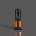 Industrial Stacker Truck Black Orange With Red Warning Light Control Panel And Fork Base