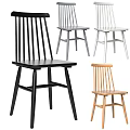 Minimalist Modern Slat Back Dining Chairs in Black White Grey and Wood Tones