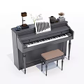 Musical Instruments and Art Supplies with Piano Stool Sheet Music and Decorative Items