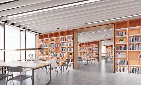 modern library 3d model