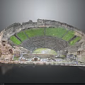 Ancient Roman Amphitheater Model With Stone Structure And Green Seating Area 3d model