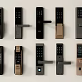 Smart Door Handle Various Modern Styles With Digital Keypad In Black Brown Colors