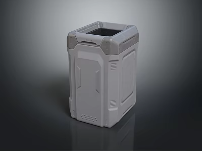 Gray Square Industrial Equipment With Robust Enclosure Ventilation Holes And Durable Design 3d model