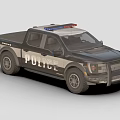 Police Pickup Truck With Roof Lights Black White Color And Front Grille Design