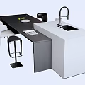 Italian-style island counter bar counter operating table dining table and chairs 3d model
