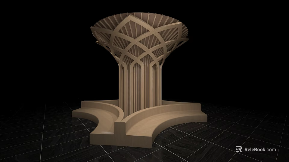 Modern Architectural Column Design With Geometric Patterns Curved Base And Ornate Details 3d model