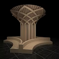 Modern Architectural Column Design With Geometric Patterns Curved Base And Ornate Details 3d model