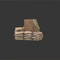 Stacked Wooden Crates Canvas Covered Goods And Burlap Sacks