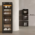 Black Kitchen Appliances with Vertical Storage for Dishes Cups and Plates